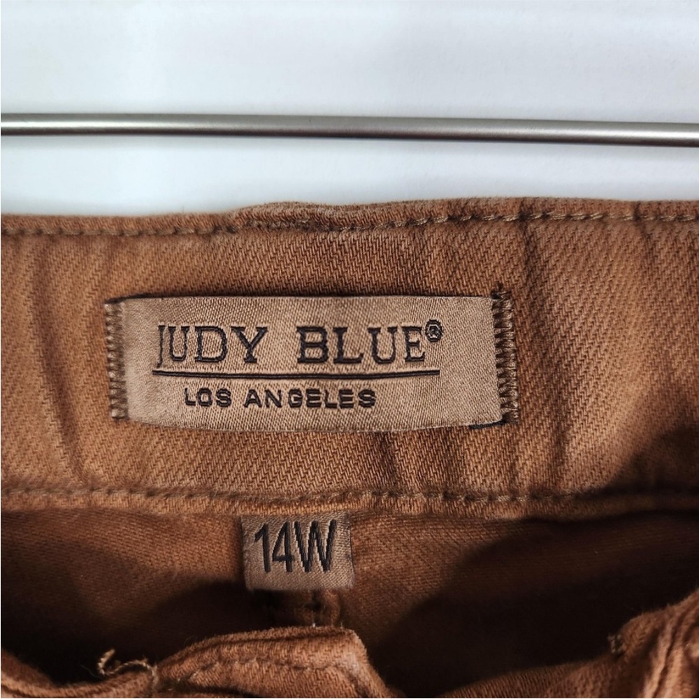 JUDY BLUE Pants Womens 14W Brown Garment Dyed Tie Waist Tapered Leg - Picture 6 of 11